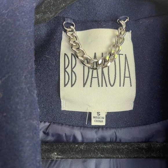 BB Dakota Wool Blend Military Double-Breasted Peacoat Jacket Navy Size S - Picture 10 of 12